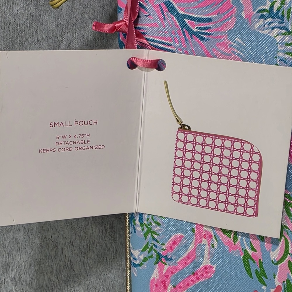 Lilly Pulitzer Tech Pouch Set Two-Piece Aqua Floral Pattern "Cay To My Heart" - Picture 7 of 7